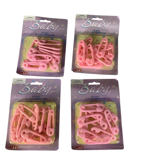Baby Diaper Pins 2.5 Inch PF-1602 Pink 4 Packs 12 Pins Each By MTC - Picture 5 of 6